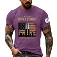 thumbnail image 2 of Patriot Day 9/11 Never Forget Men's T-Shirt - Vintage Text Graphic Crew Neck Pullover with Patriotic Theme for Remembrance Events Purple M, 2 of 4