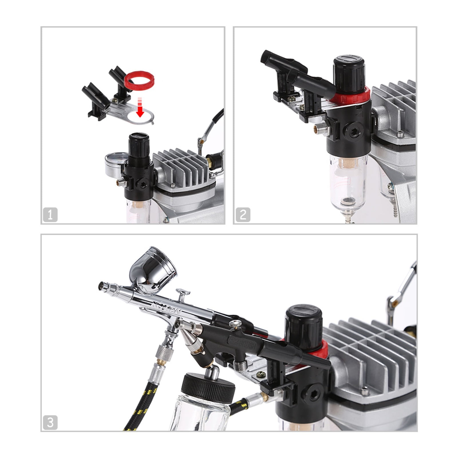 Professional Airbrush Air Compressor Kit Oil-less Quiet High-pressure Spraying Pump Tattoo Manicure Cake Spray Gun