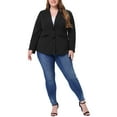 thumbnail image 2 of Agnes Orinda Women's Plus Size Fall Workwear Notched Lapel Button Down Office Blazer 4X Black, 2 of 5