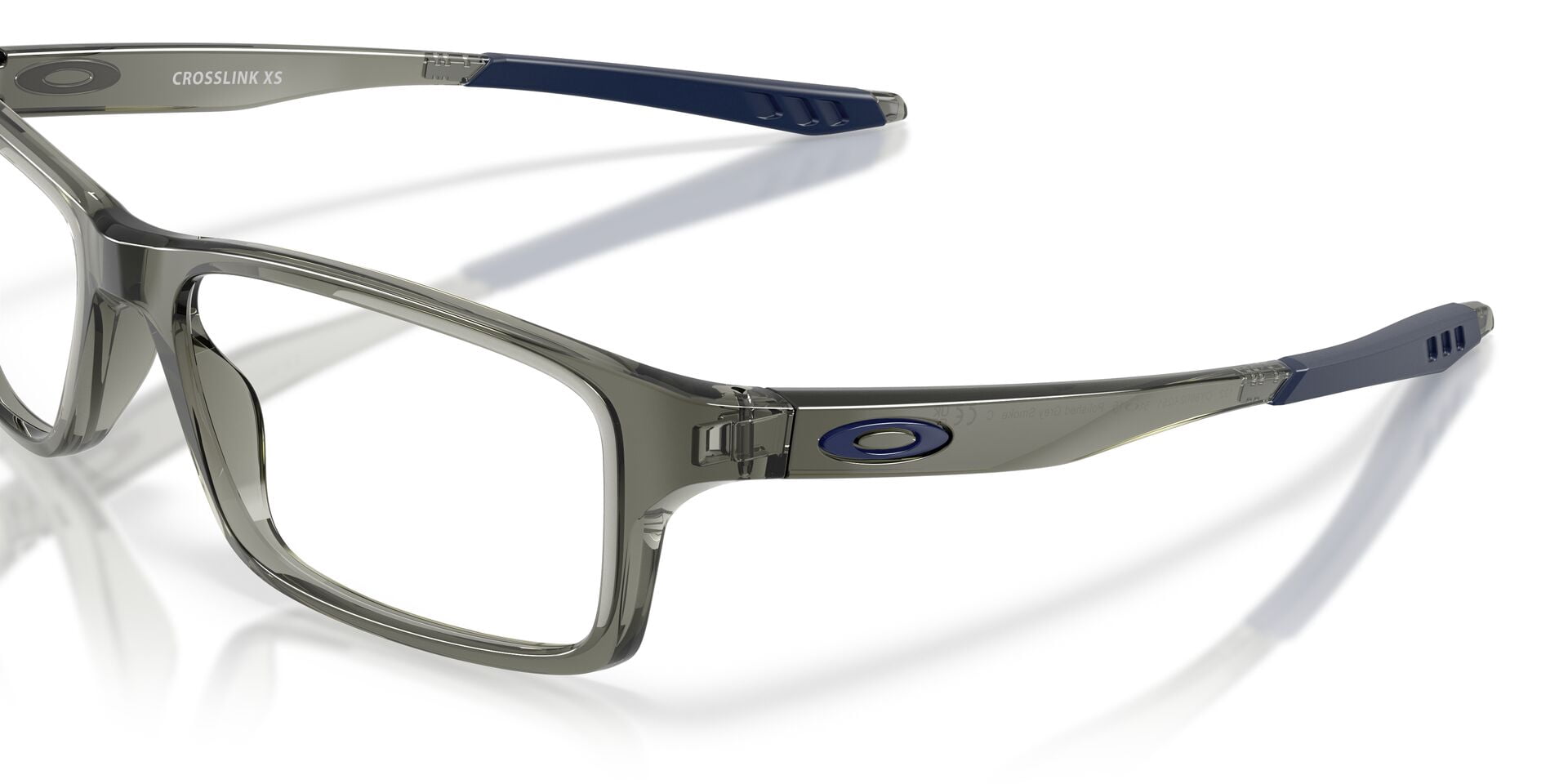 Oakley Youth Size 49 Square Crosslink XS Optical Glasses, Polished Grey Smoke/Demo Lens