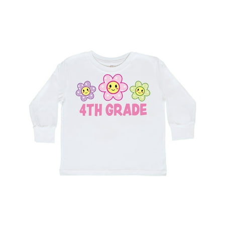 

Inktastic 4th Grade with Polka Dot Flowers Gift Toddler Toddler Girl Long Sleeve T-Shirt