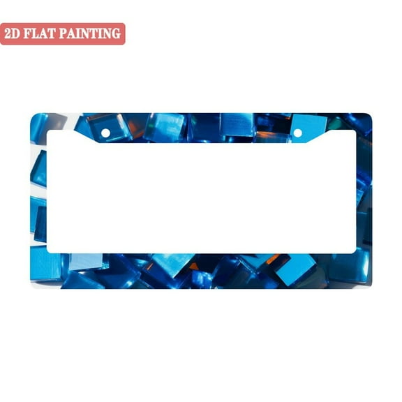 1PC 2pcs Blue Square Pattern License Plate Frames with Accessories License Plate Frames 2 Holes 6. 3x12. 2inch(16x31cm)