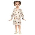 thumbnail image 2 of Girls' long-sleeved dress Bat Smiling Girls' A-line dress with ribbed cuffs Soft and comfortable, 2 of 6
