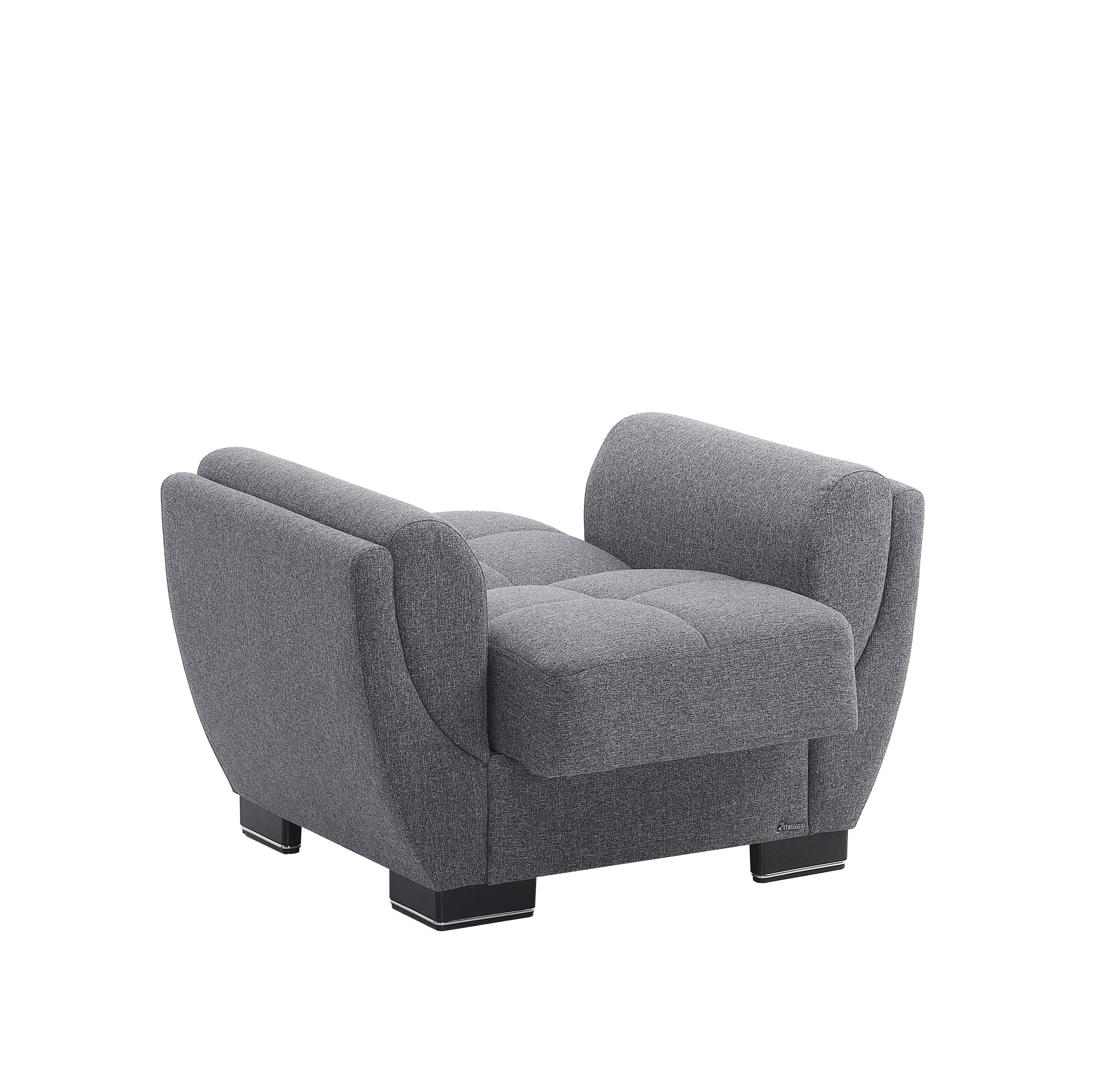 Ottomanson Convertible Accent Armchair with Hidden Storage & Rounded Arms, Firm Comfort Seating, Gray
