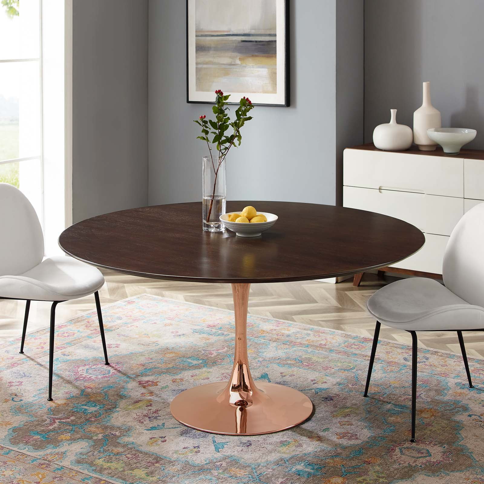 Black Natural Modway Lippa Round Wood Grain 60 Dining Table Black Natural Modway Lippa Round Wood Grain 60 Dining Table