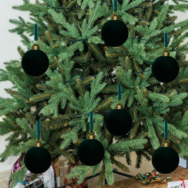 Adornos navideños, bolas de terciopelo, regalos navideños, 12 unidades de 3,15 pulgadas para árbol de Navidad, baby shower, primera Navidad, fiesta de cumpleaños, bolas de terciopelo flocadas.