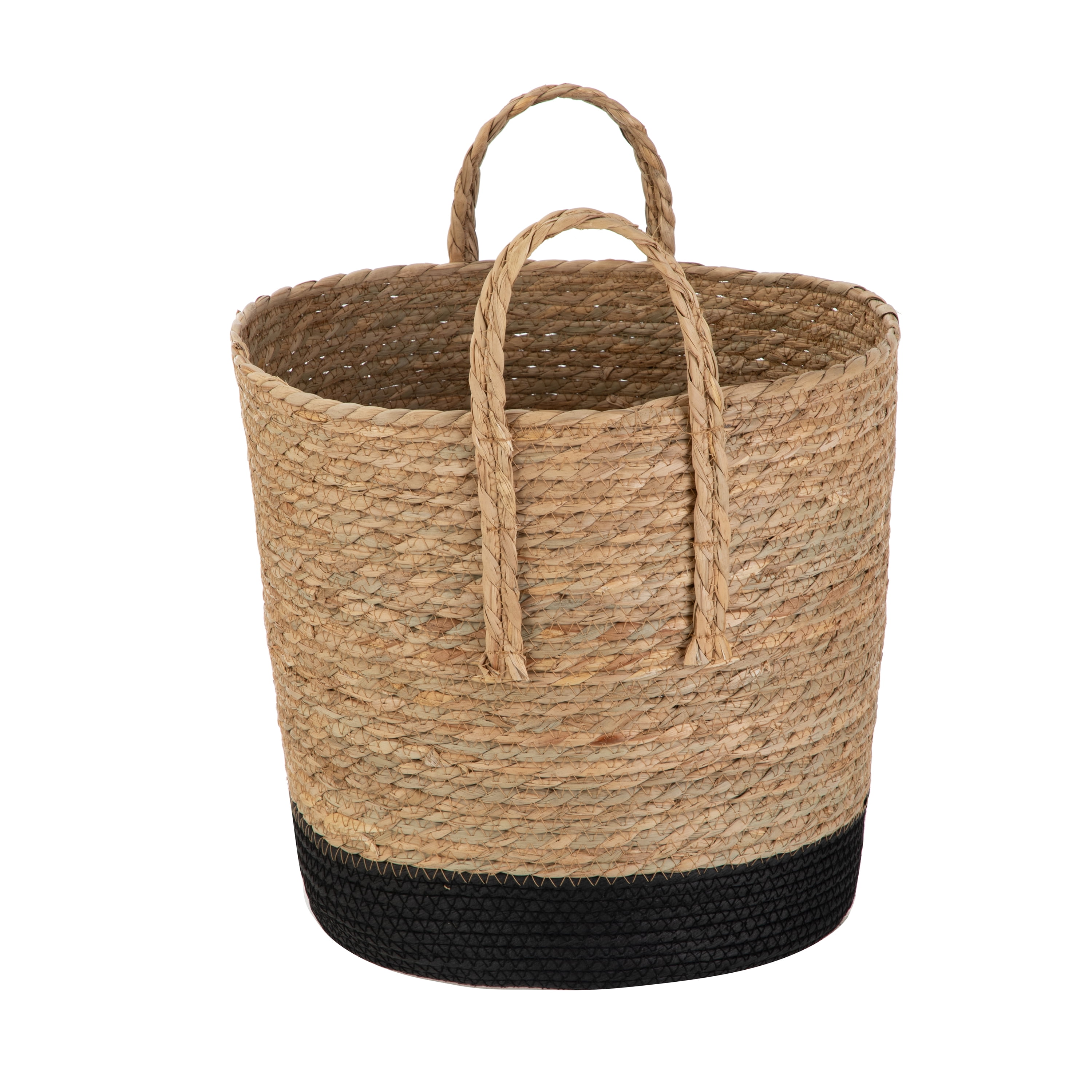 Better Homes & Gardens Natural and Black Round Rush Baskets, Set of 2