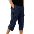thumbnail image 2 of Ciovxyn Men's Casual Cargo Capri Pants with Multi-Pocket and Elastic Waist - Navy S, 2 of 5