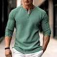 thumbnail image 2 of JTieacloth Mens Collared T Shirt Male Autumn And Winter Plaid Long Sleeve Round Neck Multi Button Sleeve Top Green XXL, 2 of 4