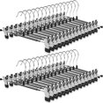 thumbnail image 1 of Perchas para pantalones POZEAN, paquete de 30 unidades con clips, acero inoxidable negro de 12 pulgadas, 1 of 8