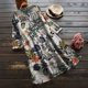 thumbnail image 3 of Mujeres Casual Lino Suelto Impreso Botón Manga Larga Camisa Larga Blusa Tops Fridja hj131, 3 of 4