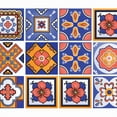 thumbnail image 2 of Mi Alma Blue Orange Floral Peel & Stick Tiles - Vinyl Backsplash 8x8, 2 of 11