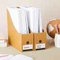 thumbnail image 2 of Juvale Corrugated Cardboard Magazine Holder - 3.5 x 10.2 x 10.6 in, Brown, 8-Pack - Magazine File Holder & Document Organizer with Removable Labels, 2 of 10