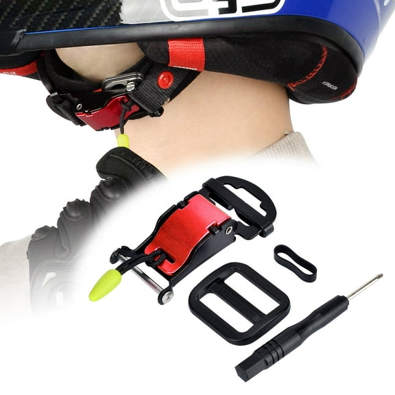 Motorcycle Helmet Quick Release Buckle Kit, Stainless Steel Motorcycle Helmet Accessories Chin Strap Buckle for D-Ring Helmets, Easy to Disconnect Even with Gloves (Red)