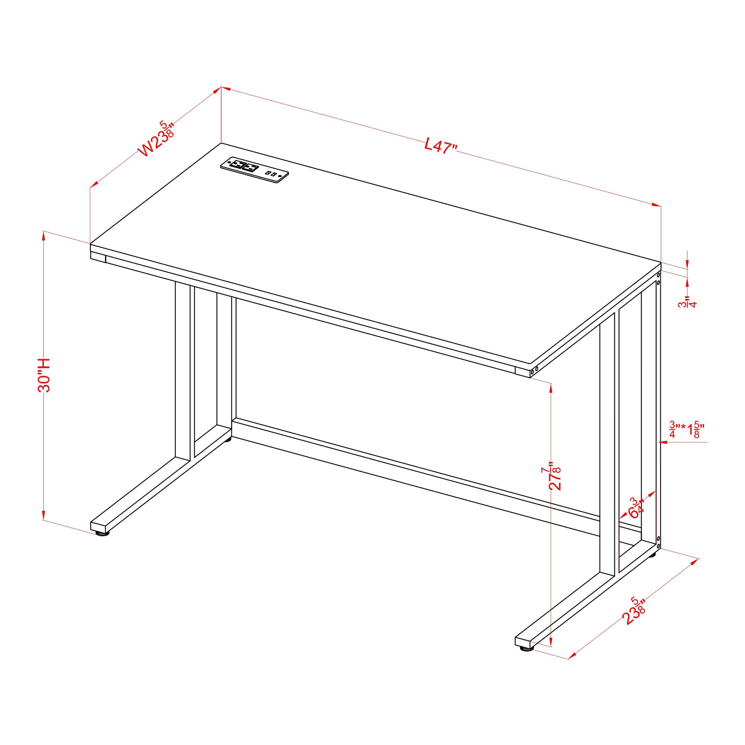 Furniture of America Henslee Writing Desk with USB, Light Oak and White
