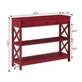 thumbnail image 6 of Pemberly Row Transitional One-Drawer Console Table with Shelves in Cranberry Red, 6 of 7