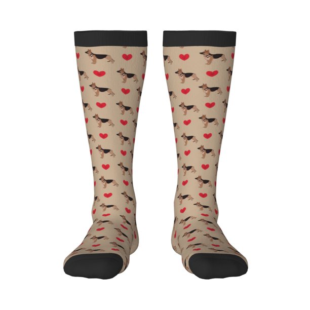 Fotbe German Shepherd Dog Calcetas Divertidas Estampadas para Hombre y Mujer, Calcetas de Algodón hasta la Rodilla para Caminar, Correr, Enfermería y Embarazo
