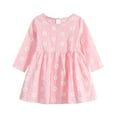 thumbnail image 2 of Staki Girls Long Sleeve Dresses Girl's Dresses Cotton Ruffle Sleeve Cute Midi Casual Sundress(Pink,18-24 Months), 2 of 3