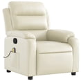 thumbnail image 3 of vidaXL Massage Recliner Chair with 6-Point Vibration Massage, Adjustable Cream Leather Rocker, 3 of 5