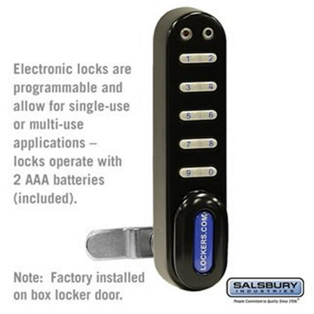 Salsbury 77790BLK Electronic Lock - Factory Installed on Box Style Metal Locker Door, Black