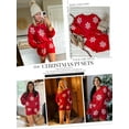 thumbnail image 4 of Avidlove Women Knit Pajamas Set Log Sleeve Floral Tops with Shorts 2 Piece Matching Sweater Sleepwear, 4 of 6