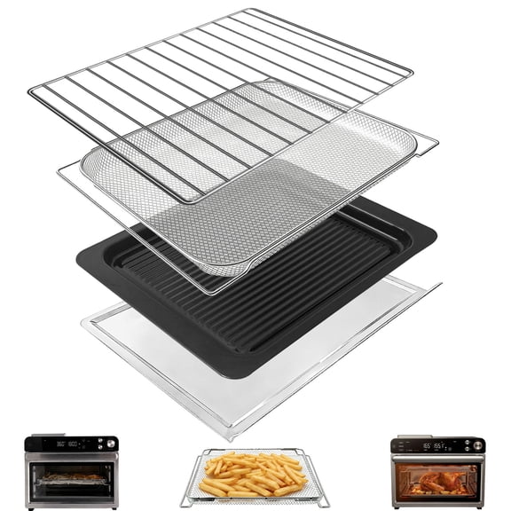 GWY Toaster Oven Replacement Parts for Typhur Sync Oven 12 in 1 Countertop Air Fryer Toaster Oven Combo 27QT, Stainless Steel Roaster Pan Grill Pan Plate Wire Rack Basket Set Accessories