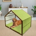 thumbnail image 2 of Green Pet House, Abstract Falling Autumn Leaf Defoliation Seasonal Nature Foliage, Outdoor & Indoor Portable Dog Kennel with Pillow and Cover, 5 Sizes, Pale Yellow Apple Green, by Ambesonne, 2 of 4
