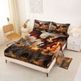 thumbnail image 2 of Metsweet Wildlife Dragon King Sheets 4pcs, Vintage Castle Knight Bedding, Black Orange Gray Red,1 Fitted Sheet, 1 Flat Sheet and 2 Pillowcases, 2 of 5