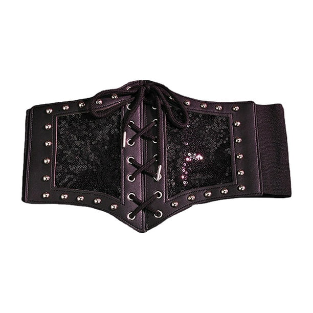 Women Fashion PU Leather Lace-up Front Waist Belt Punk Underbust Corset  Bustier