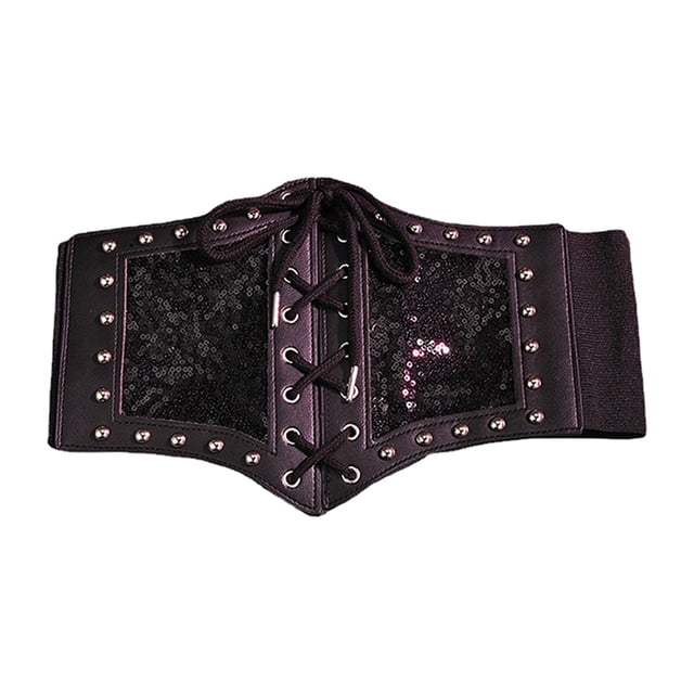 Milaget Ceinture Gothique pour Femmes Décorative à Lacets Attachée Cummerbunds en Cuir PU Large