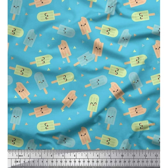 Soimoi Silk Fabric Text & Peanut Butter Food Decor Fabric Printed Yard 42 Inch Wide