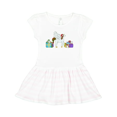 

Inktastic Christmas Unicorn with Gifts and Santa Hat Gift Toddler Girl Dress
