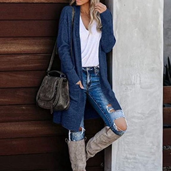 Knit Women's Pocket Cardigan Fashion Knit Loose Knit Sweater Sweater Coat For Women Short Sleeve Cardigan Knee Length Cardigan Cardigan Loose Petites Sweaters Womens Long Sleeve Button down Knit