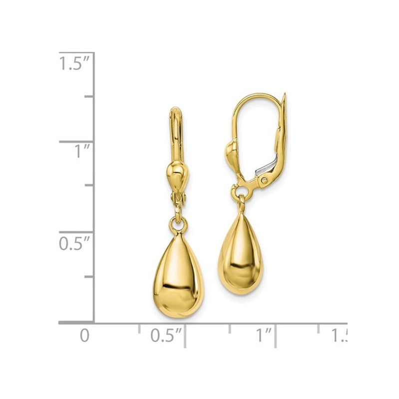 10K Yellow Gold Polished Fancy Dangle Leverback Earrings Walmart