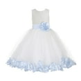 thumbnail image 2 of Ekidsbridal Girl Ballroom Flower Girl Dress - Lace Heart Cutout White Tulle with Petals 185T-A (Size: M-12), 2 of 3