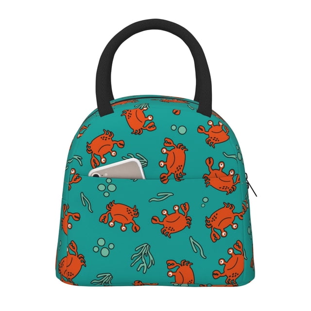 Balery Colorful Crab Bolsa de Almuerzo para Mujeres, Caja de Almuerzo, Bolsa de Almuerzo Pequeña Impermeable, Tote de Almuerzo Reutilizable con Gran Capacidad