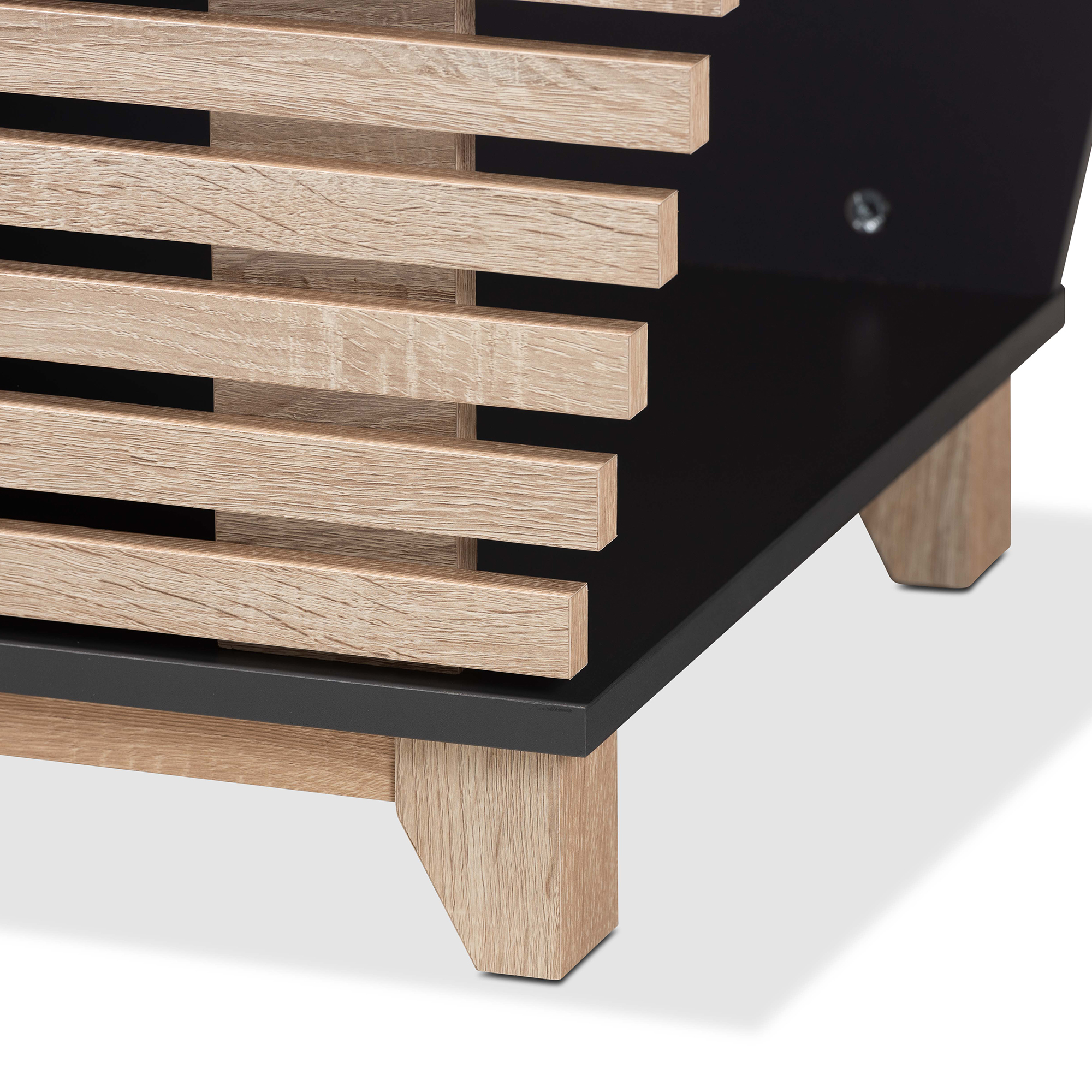Baxton Studio Eckhart Modern and Contemporary Two-Tone Dark Grey and Oak Finished Wood Cat Litter Box Cover House