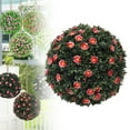 thumbnail image 2 of Artificial Plant Topiary Ball 9.84” – Faux Boxwood Decorative Balls, All-Season Green Garden, Patio, Balcony, Wedding & Home Décor, Dark Blue & Red, 2 of 9