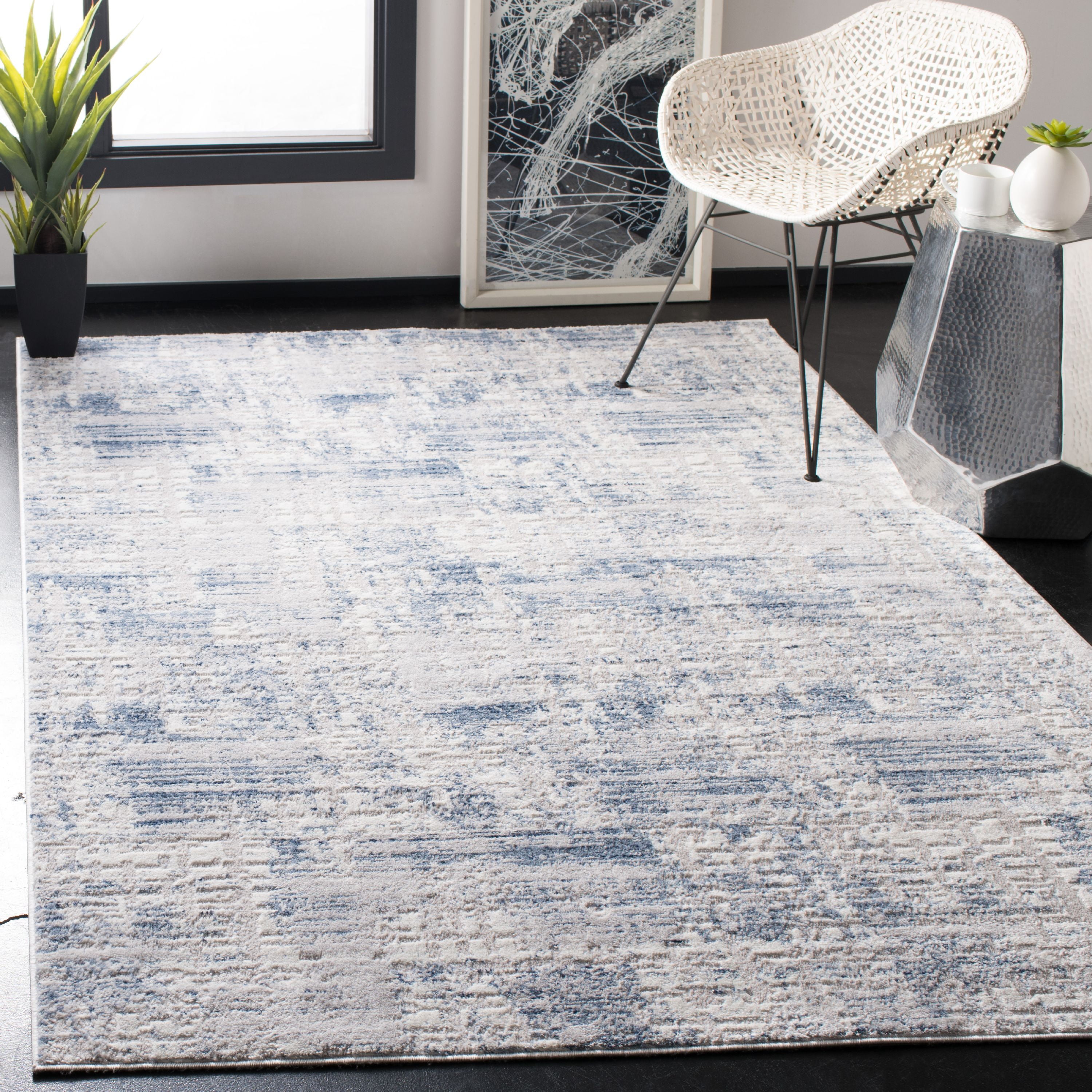 SAFAVIEH Amelia Carrie Abstract Distressed Area Rug, Blue/Grey, 4' x 6'