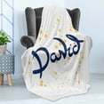 thumbnail image 4 of David Soft Flannel Fleece Throw Blanket, Hand Drawn Lettering Design with Traditional Male Name on Dotted Background, Cozy Plush for Indoor and Outdoor Use, 50" x 70", Dark Blue Mustard, by Ambesonne, 4 of 5