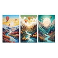 thumbnail image 2 of Designart "Balloon Ascending into the Sky IV" Landscape Mountains Wall Art Set Of 3 - Blue Mountains Canvas Set For Living Room Decor, 2 of 7