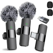TYPPKMM Mic Pro 2024 Professional Wireless Lavalier Microphone 2 Pack Noise Canceling Crystal Clear Recording with USB-C for iPhone 15 Pro Max, iPad, Android, Live Streaming, YouTube, TikTok