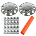 thumbnail image 2 of SEBLAFF Pair Chrome Front Hub Cover Semi Truck Wheel Kit Axle Cover 33mm Lug Nuts, 2 of 6