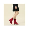 thumbnail image 6 of BLISSFUL STEP Women's Ankle Boots Slouch Pointy Toe Chunky Heel Side Zip Faux Suede Booties Red 7, 6 of 8