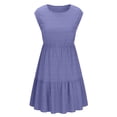 thumbnail image 5 of Kvture Cap Sleeve Dresses for Women Summer Trendy A Line Swing Sundress Textured Ruffle Boho Dress Vacation Outfits Purple, 5 of 8