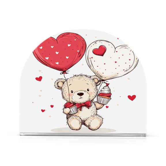 Bear Valentine's Day Style Thick U Shape Acrylic Napkin Holder Non Slip Space Saving for Kitchen
