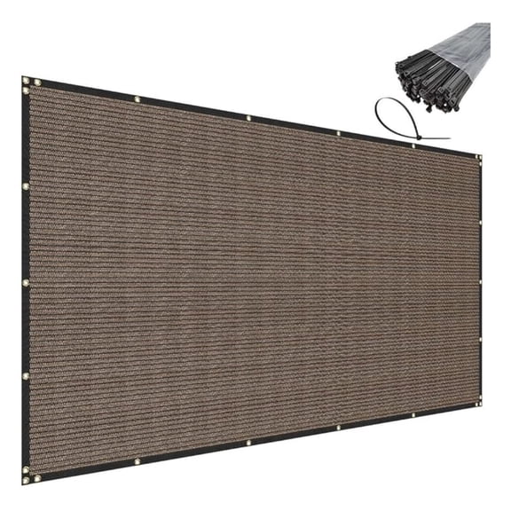 8' x 30' Brown Privacy Fence Screen Heavy Duty Windscreen Mesh Fencing Shade Fabric with Brass Grommets for Outdoor Fence Garden Patio Swimming Pool