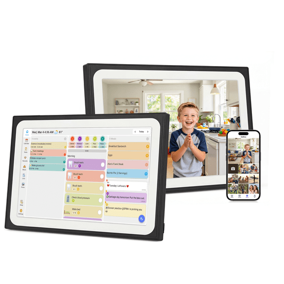 10.1 ″ Smart Digital Family Calendar with Touch Screen,Family Wall Planner & Picture Frame,No Subscription, Syncs with Google、iCloud＆Outlook Calendar