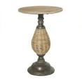 thumbnail image 6 of DecMode 15" x 22" Brown Wood Accent Table with Black Metal and Rattan Base, 1-Piece, 6 of 8