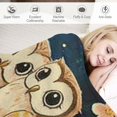 thumbnail image 3 of Orinice Cartoon Owl Throw Blanket  Cute Retro Pink Cherry Blossom Blanket for Boys Girls Teens Lovely Wild Animal Rustic Style Flannel Blanket for Living Room 60x80in, 3 of 6
